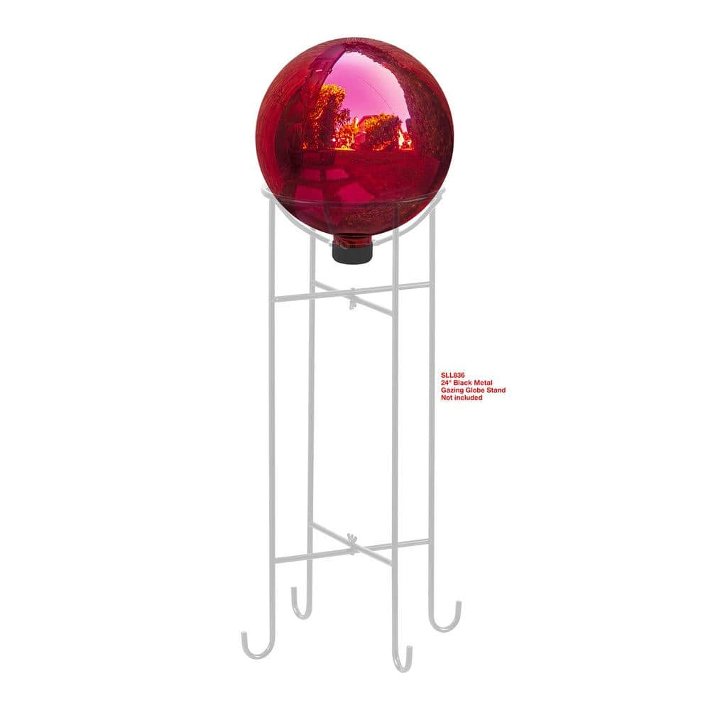 Alpine Corporation 10 in. Dia Indoor/Outdoor Glass Gazing Globe Yard Decoration, Red GLB292RD