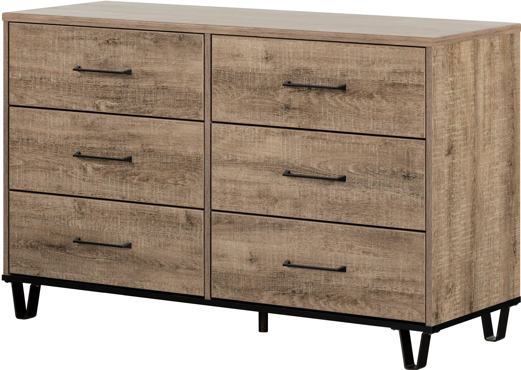 Arlen Weathered Oak 6 Drawer Dresser - South Shore