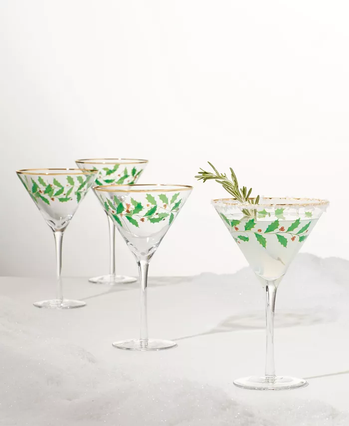 Lenox Holiday Decal Martini Glass Set of 4