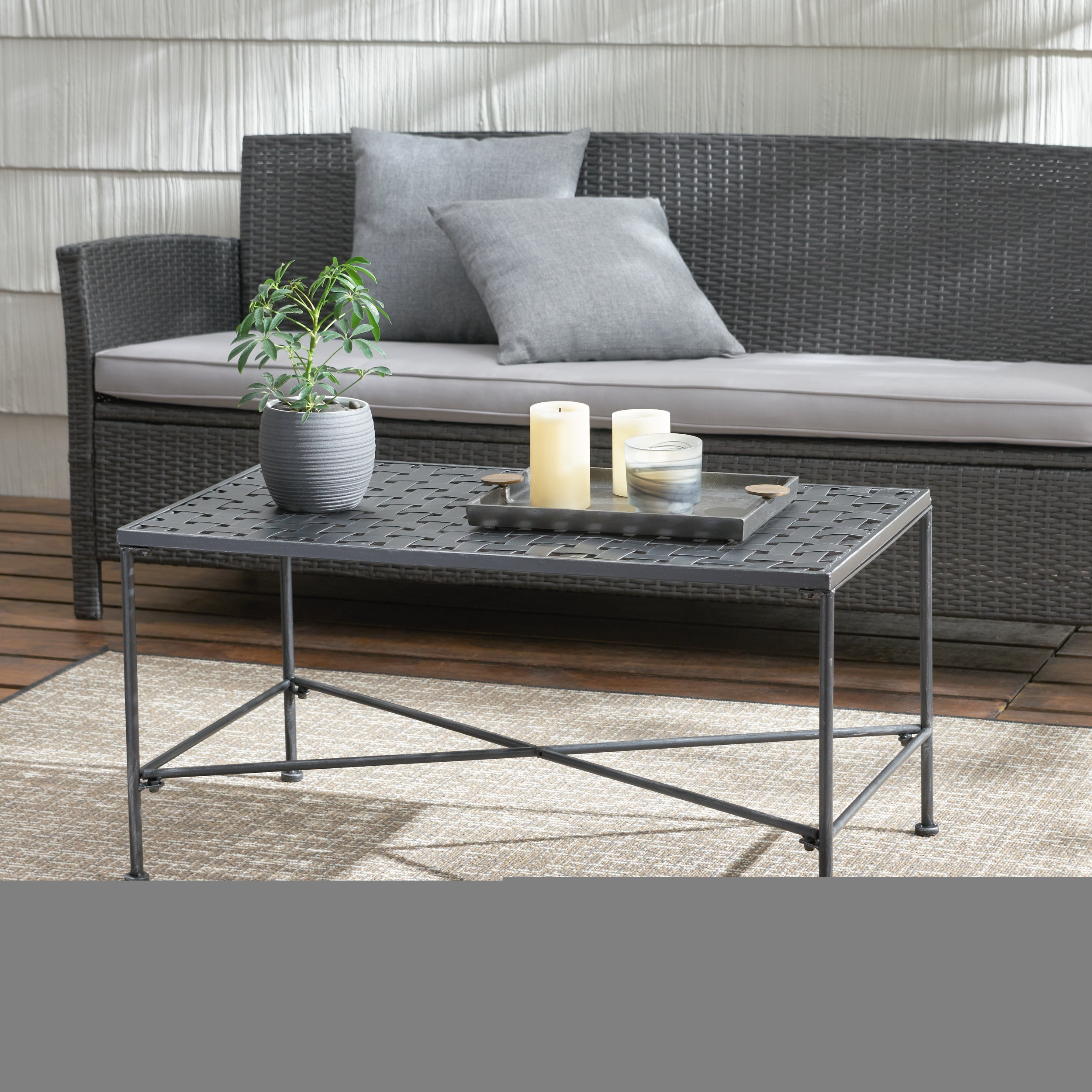 Kent Outdoor Black Iron Coffee Table