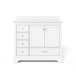 Home Decorators Collection Bluestern 42 in. W x 20 in. D x 34.5 in. H Bath Vanity in White with Lightly Veined Engineered Stone Top HDTD42VW