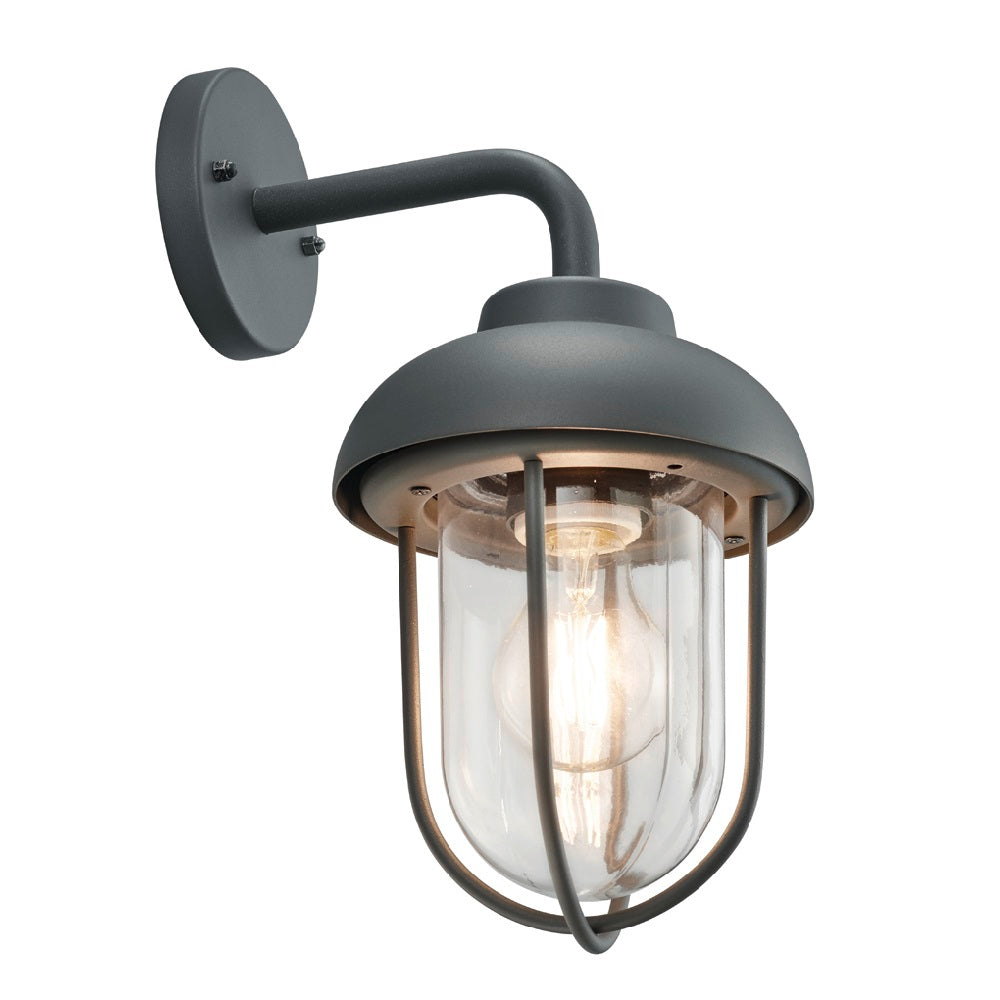 Britalia BR202760142 Anthracite Outdoor Vintage Swan Neck Down Lantern Wall Light IP44