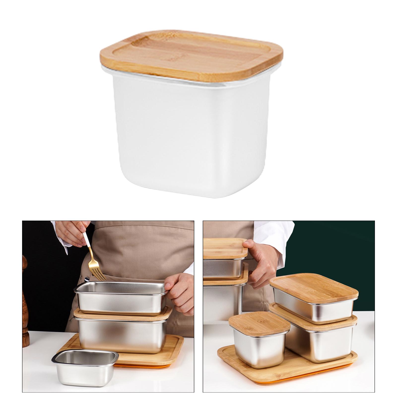 304 Stainless Box with Bamboo Lid Container Cheese Food Container 550ml