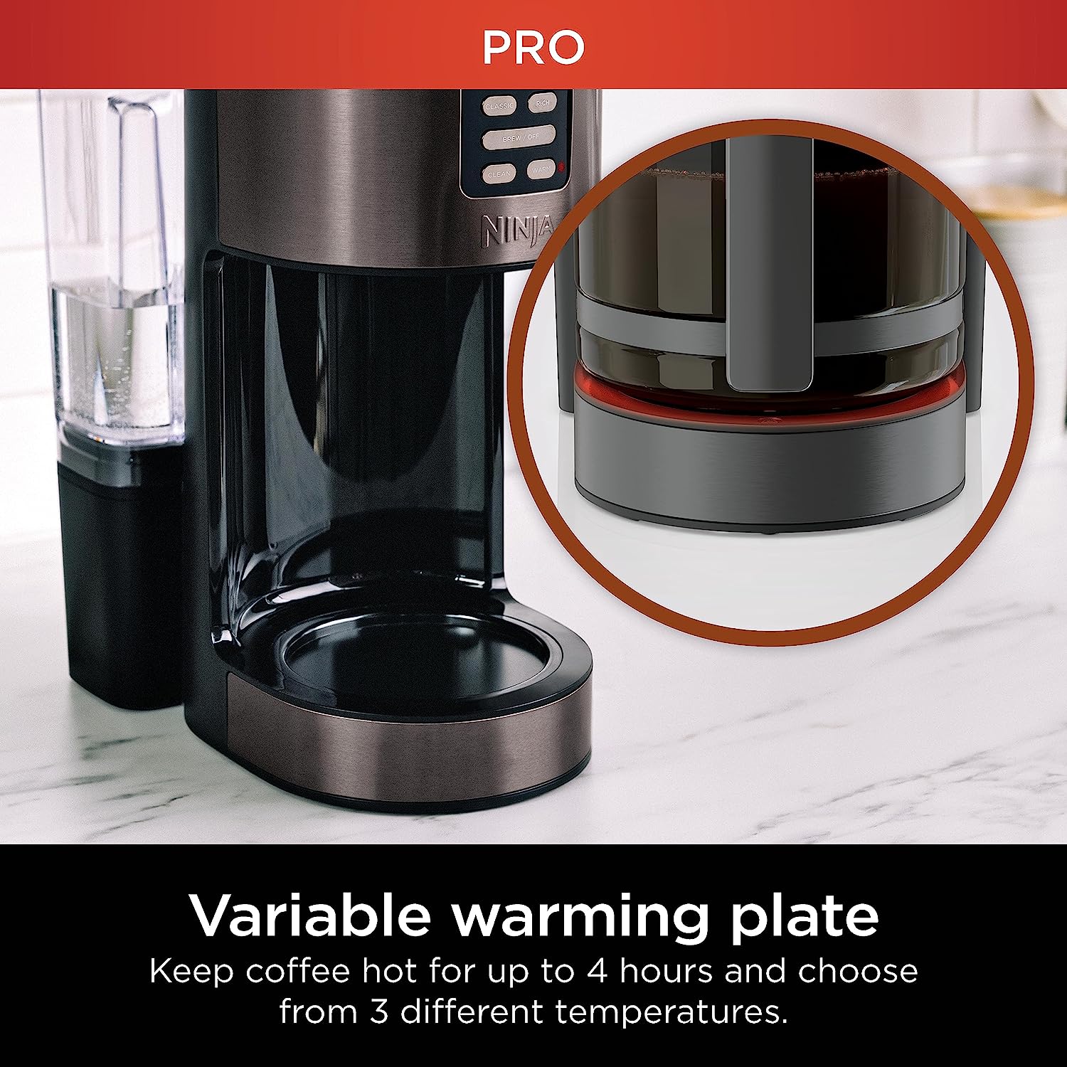 Ninja CE251 Programmable Brewer, with 12-cup Glass Carafe, Black and Stainless Steel Finish