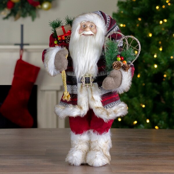 18 Standing Santa Christmas Figure with Snow Shoes and Fur Boots