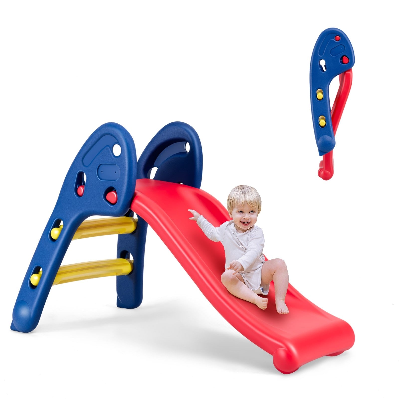 Joy Folding Slide, Indoor First Slide Plastic Play Slide Climber Kids (Ellipse Rail)