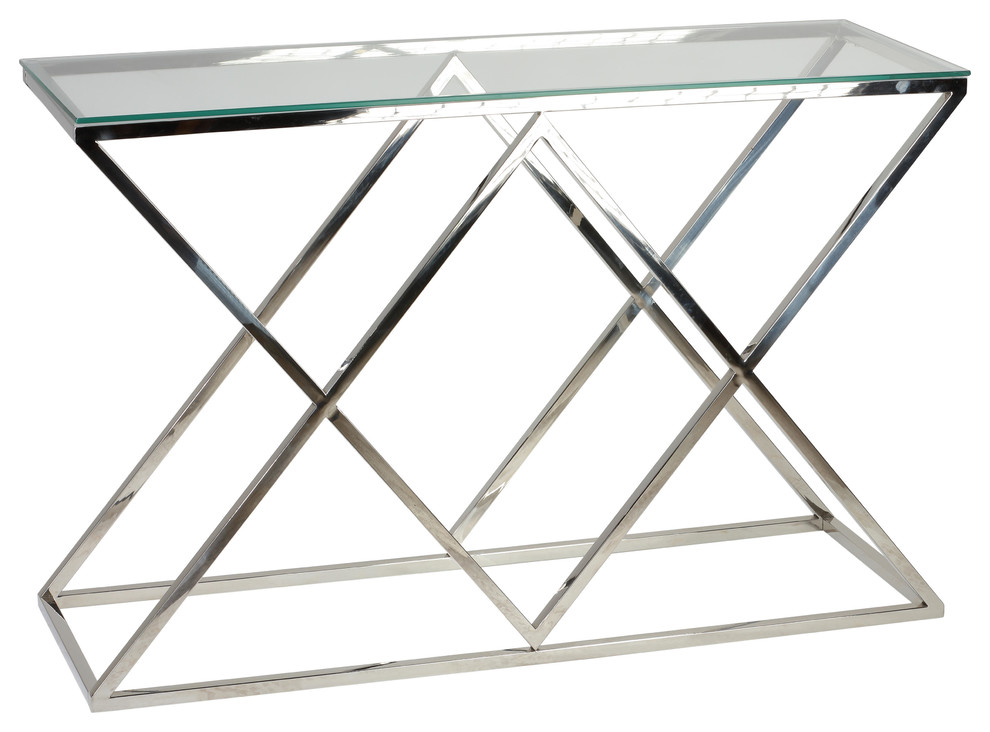 Cortesi Home Gwen Contemporary Glass Console Table   Contemporary   Console Tables   by CozyStreet  Houzz