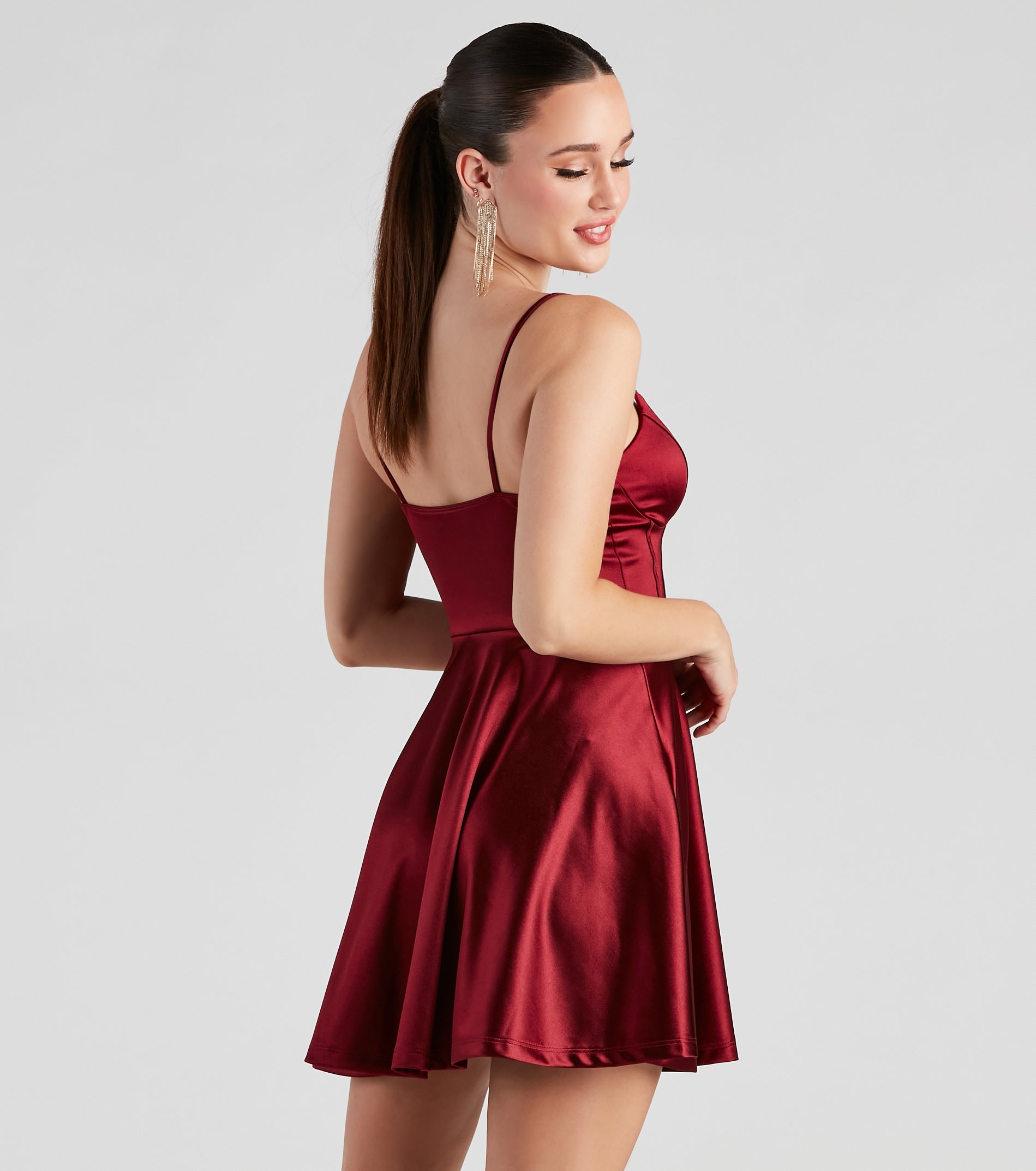 Flirty Feels Satin Skater Dress