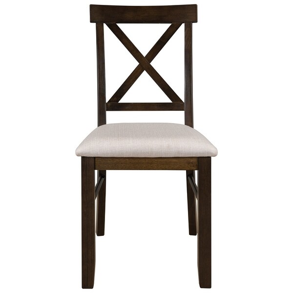 2 Pieces Wood Kitchen Upholstered X-Back Dining Chairs