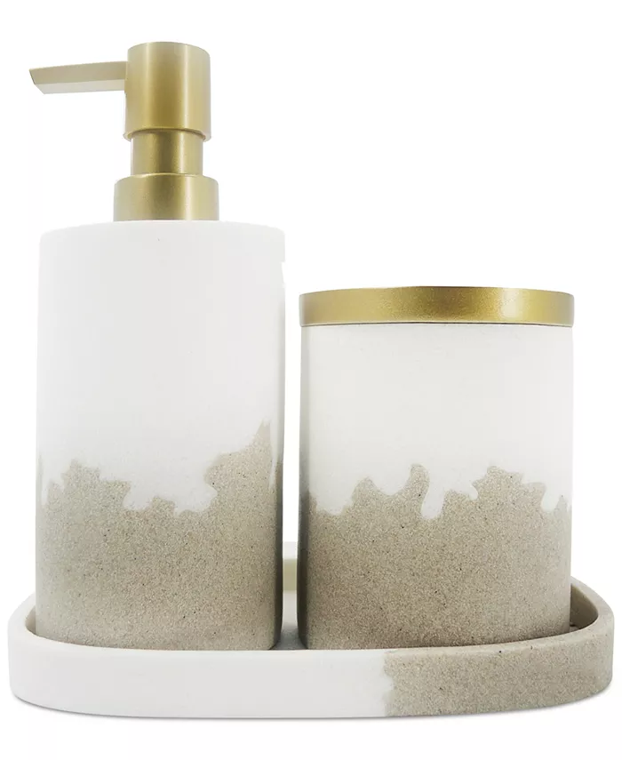 Lavender and Sage White Beige Drip 3-Pc. Bath Accessory Set