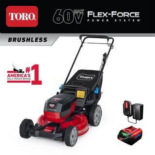 Toro 21 in. Recycler SmartStow 60-Volt Brushless Cordless Battery Walk Behind Self-Propelled Mower - 5.0 Ah Battery  Charger 21326