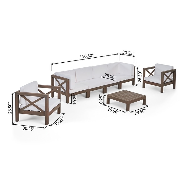 Brava Outdoor Acacia Wood 7piece Chat Set by Christopher Knight Home