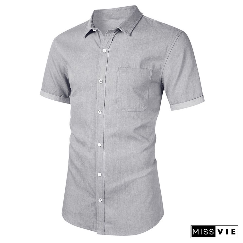 Business Men's Jeans Short Sleeve Shirt Non Iron Casual Men's Shirt