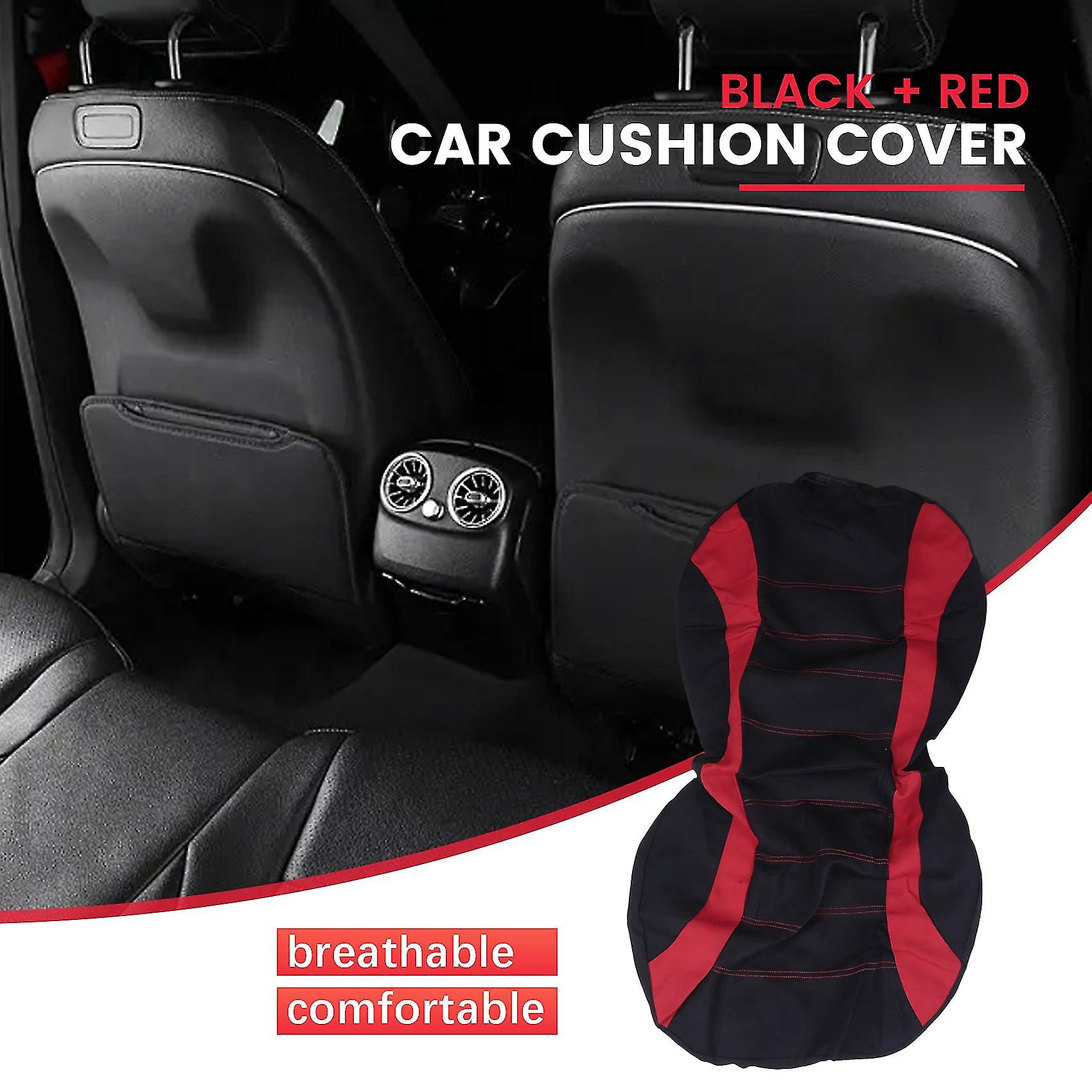 Front Car Covers Front Airbag Ready Sport Bucket Cover， 2-piece Set Automobiles Covers (black + Red