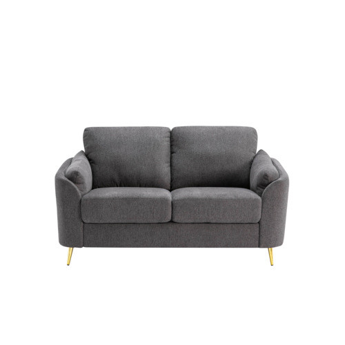 Contemporary 1pc Loveseat Dark Gray with Gold Meta...