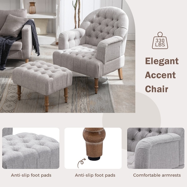 Elegant Accent Chair， Button-Tufted Upholstered Chair Set