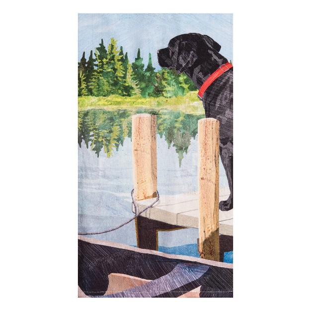 C amp f Home Dog Lake Pier Printed Flour Sack Kitchen Towel