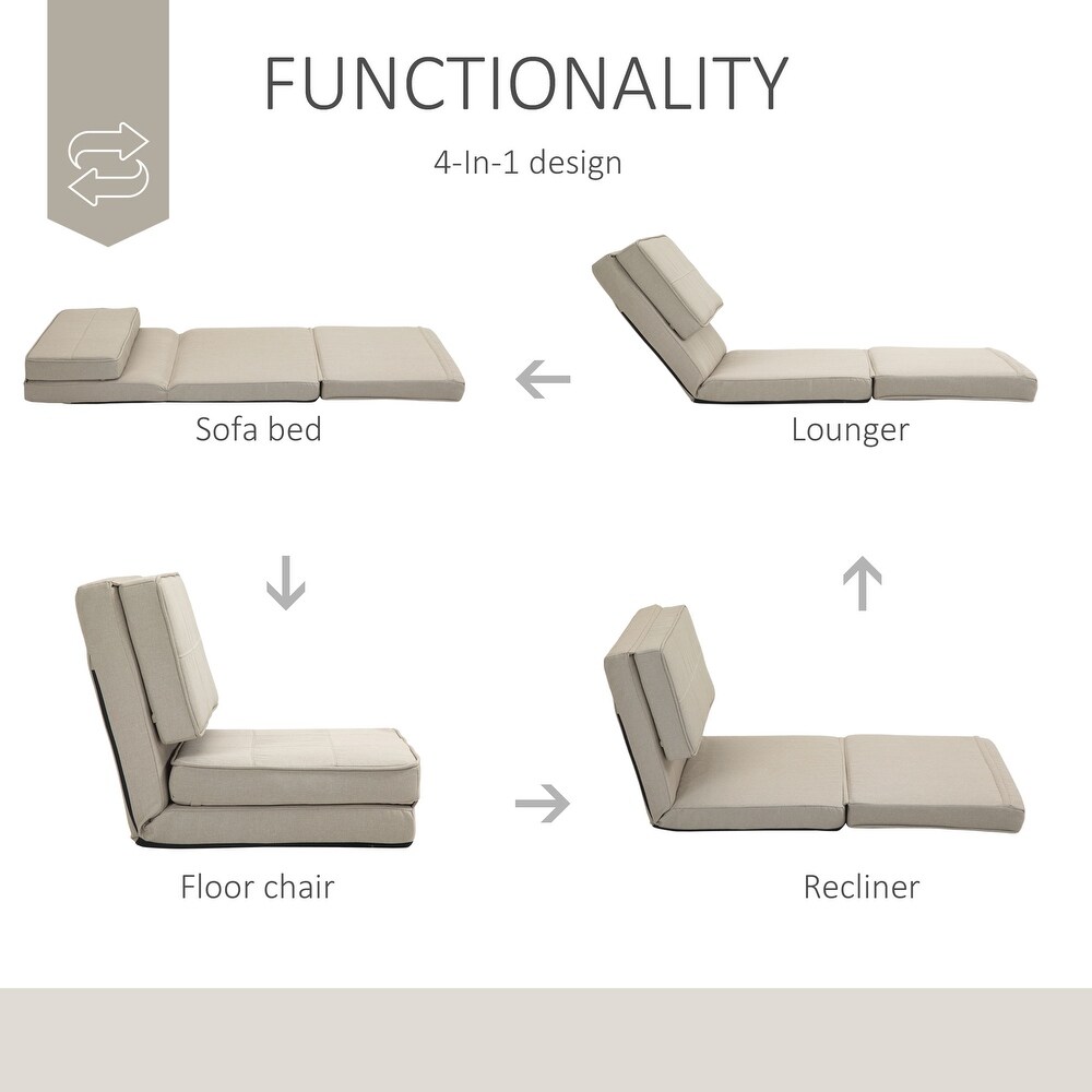 HOMCOM Folding Floor Chair with 5 Adjustable Angles  Thick Padded Cushion Seat and Metal Frame   23.25*28*31.5