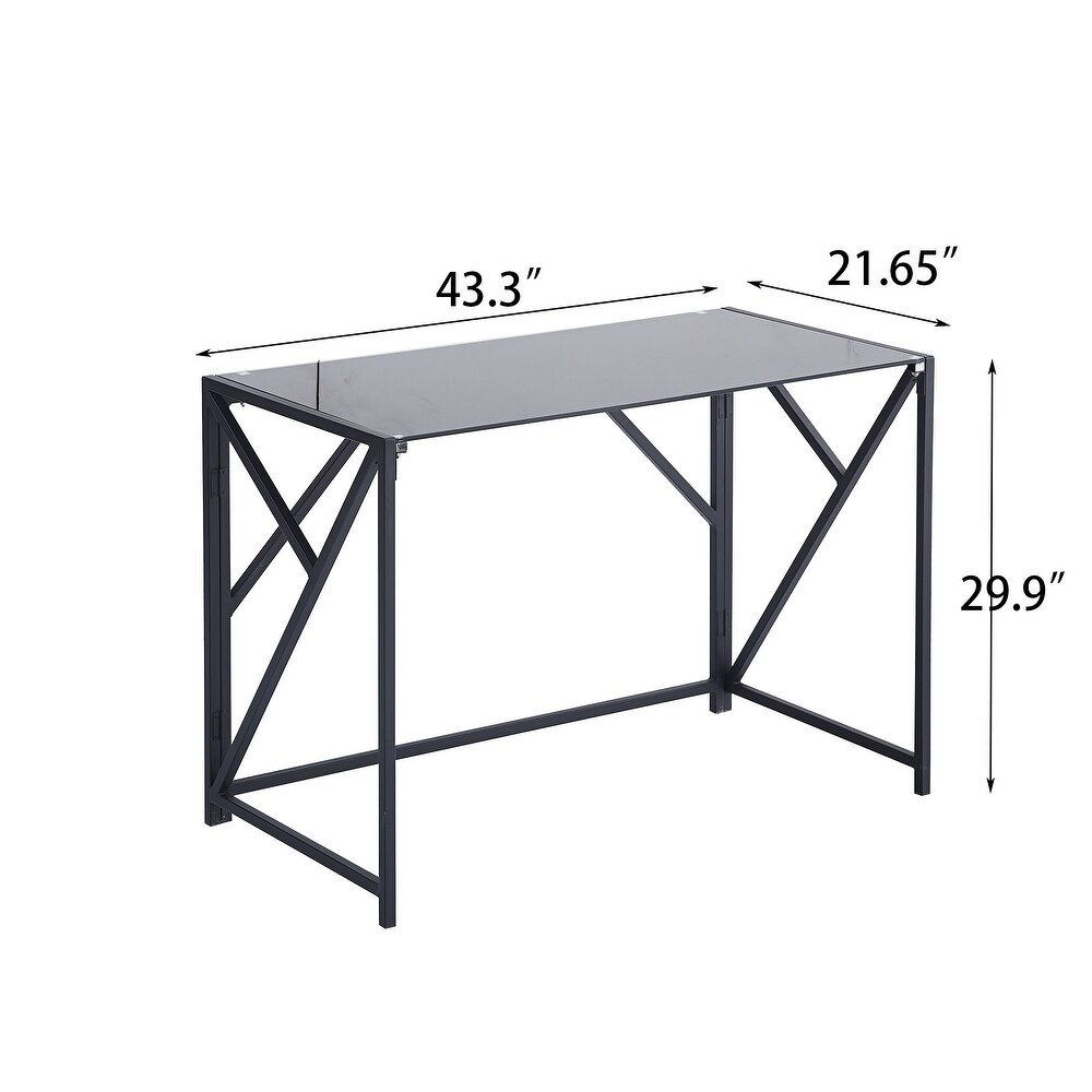 Tempered Clear Glass Computer Desk Laptop Desk Transparent Glass Laptop Table Small Study Desk Simple Style Writing Desk