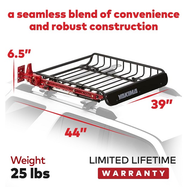 Yakima Loadwarrior Medium Sized Heavy Duty Steel Cargo Basket Roof Rack With Universal Mounting Hardware For All Yakima Streamline Crossbars Black