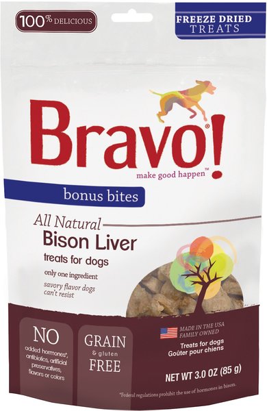 Bravo! Bonus Bites Bison Liver Freeze-Dried Dog Treats