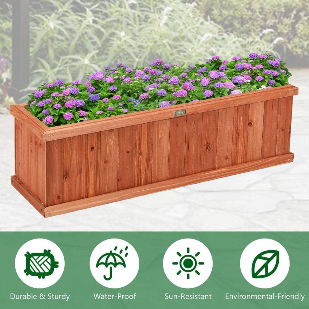 Costway 40 in. Rectangular Wooden Flower Planter Box Garden Yard Decorative Window Box GT3432