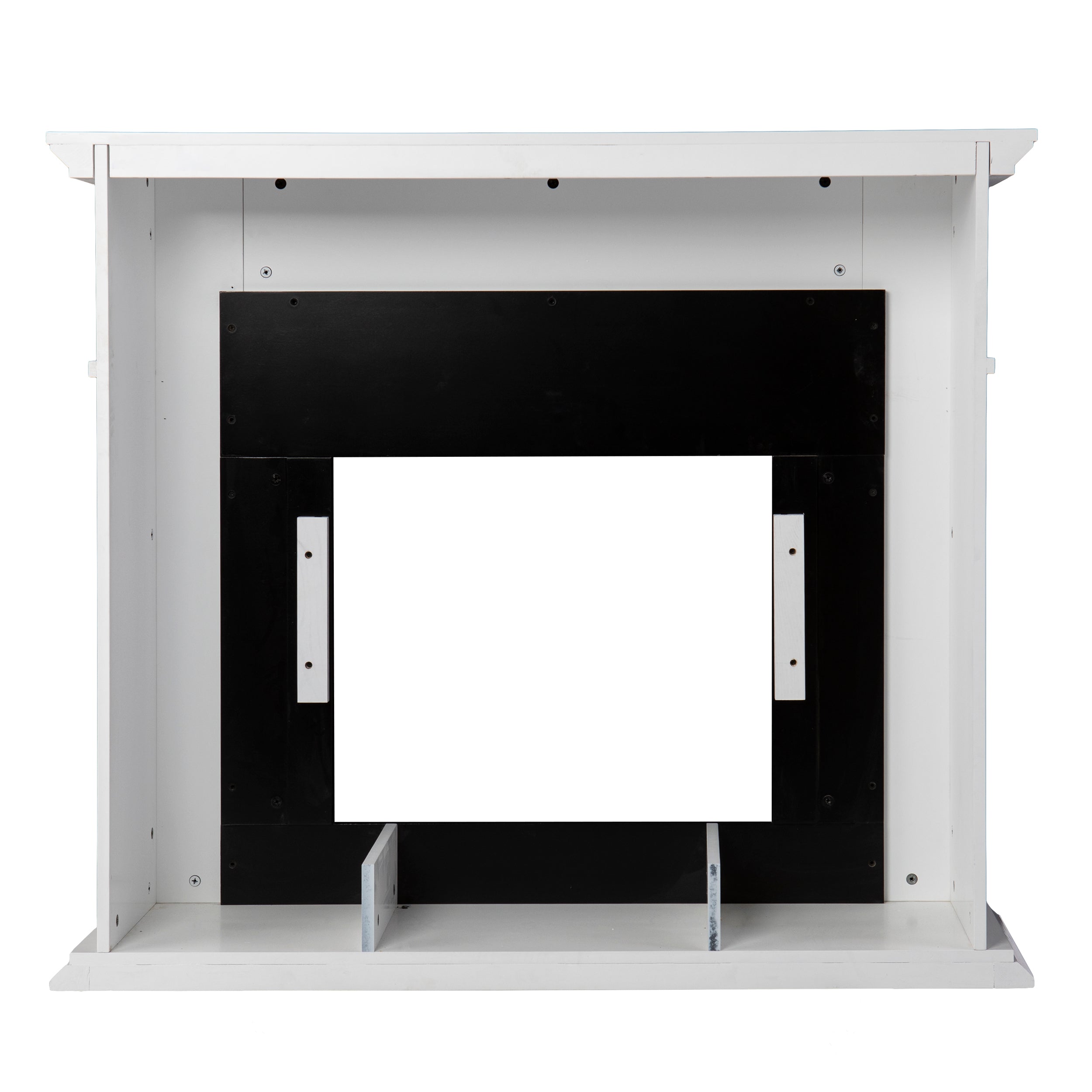 SEI Furniture Alaton Freestanding Transitional Color Changing Electric Fireplace in White and Black Finish