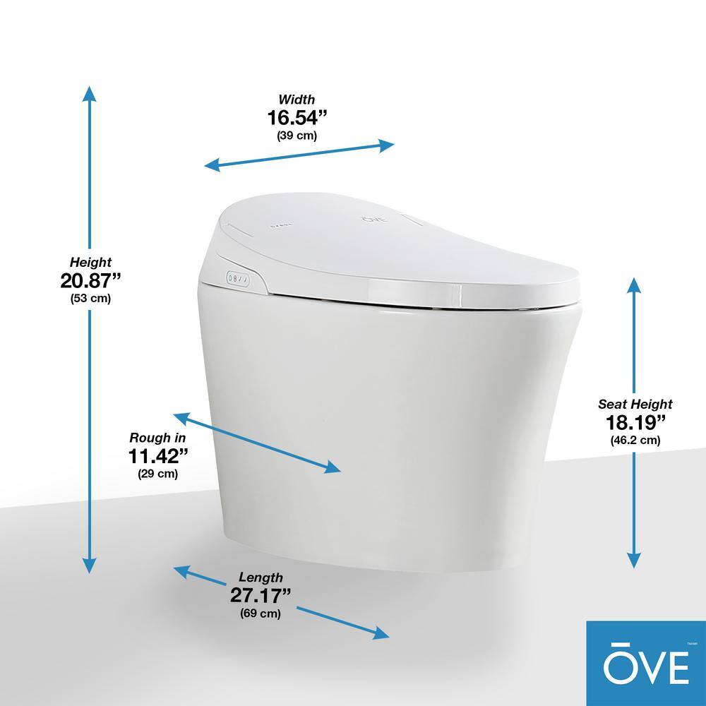 OVE Decors Lena Elongated Electric Bidet Toilet in White 15WST-LENA00-00