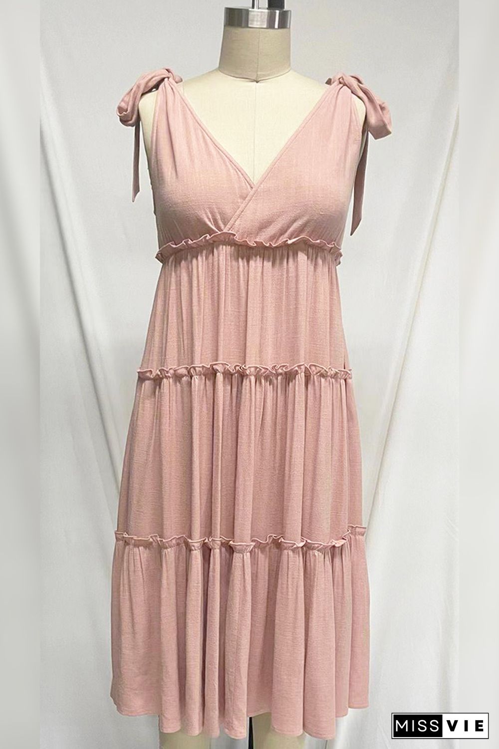 Sleeveless V Neck SPlicing Long Dress