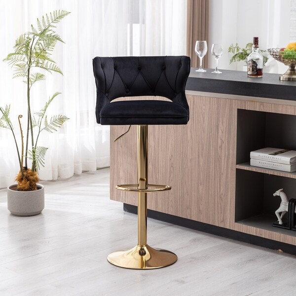 Bar Stools With Back and Footrest Counter Height Velvet 2PCS/SET