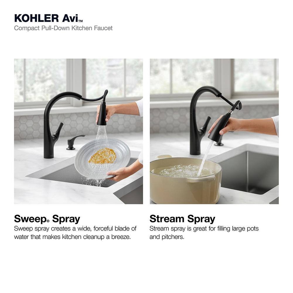 KOHLER Avi Single-Handle Pull Out Sprayer Kitchen Faucet in Matte Black K-R27141-SD-BL