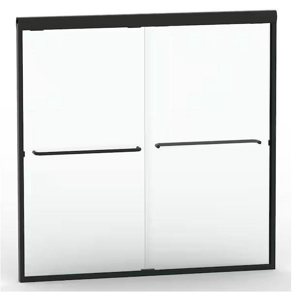 niveal Vale 60 in. W x 60 in. H Sliding Semi Frameless Tub Door in Matte Black Finish LU97-6060MB