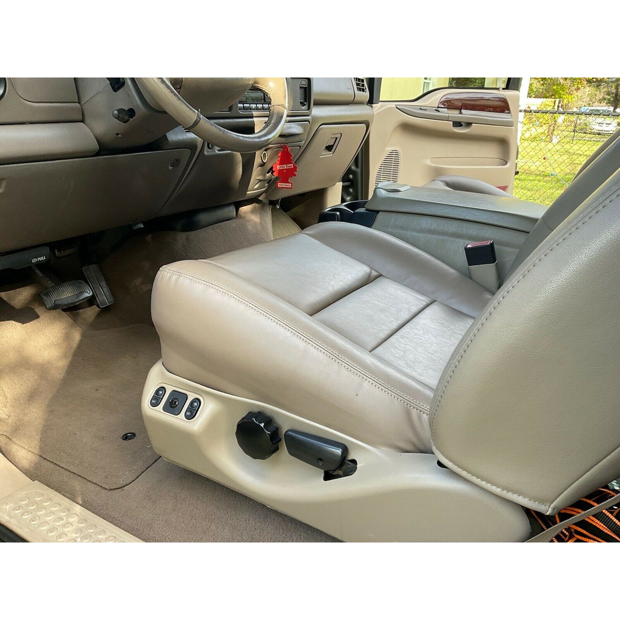 Kojem Driver Side Bottom Seat Cover Tan for 2002 2003 2004 Ford Excursion Limited 4 Door Synthetic Leather