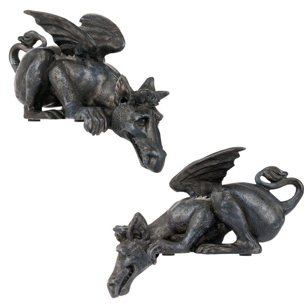 Design Toscano Whittingford The Chagrined Sitting Dragon Sculpture Set Of Two