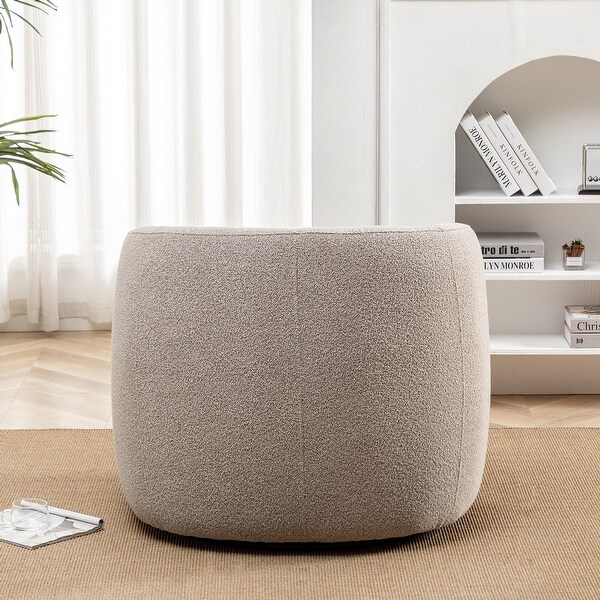 Poly Blend Boucle Fabric Upholstered Swivel Armchair