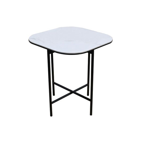 Square Ceramic Tile End Table - Black/White - 19.69*19.69*21.65 inches