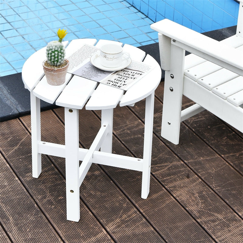 18¡¯¡¯ Outdoor Round Bistro Side Table Wood Slat End Table for Garden