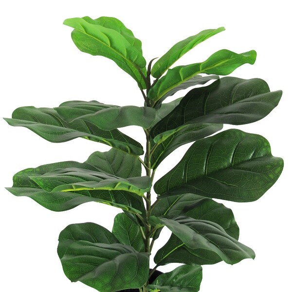 27in Real Touch Artificial Small Fiddle Leaf Fig Tree Plant in Black Pot