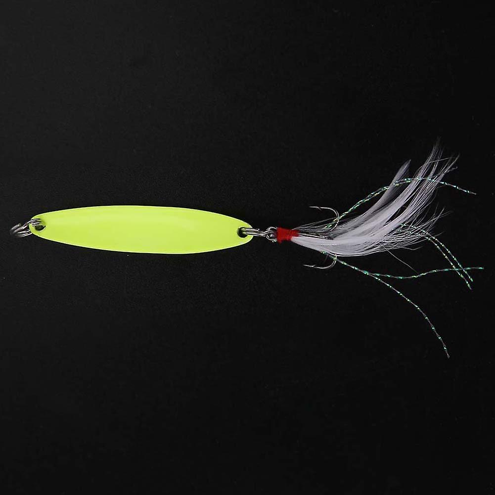 Luminous Metal Spoon Spinner Lure Hard Fishing Bait With Treble Hook Skirt (7g)