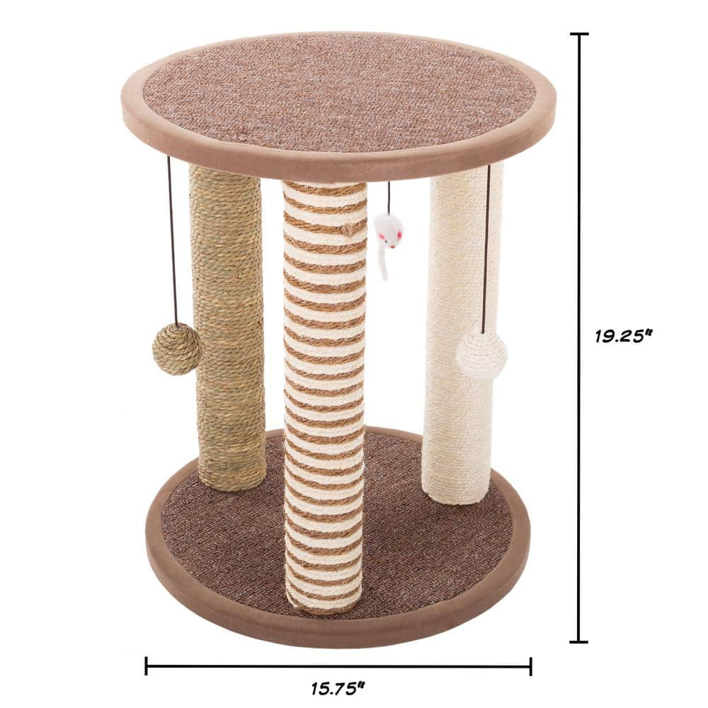 Petmaker Tan and Cream 3 Pole Cat Scratching Post with Perch HW3210072