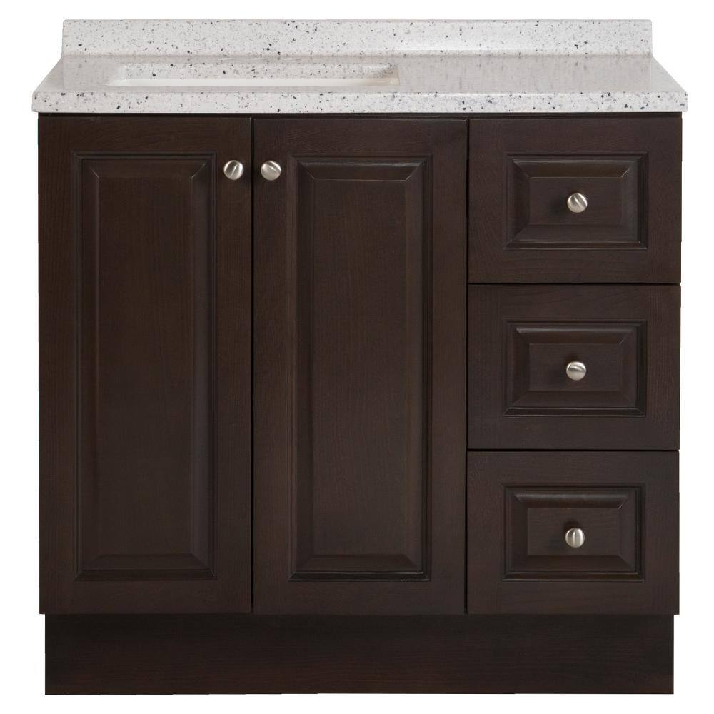 Glacier Bay Northwood 37 in. W x 19 in. D Bathroom Vanity in Dusk with Solid Surface Vanity Top in Silver Ash with White Sink NW36P2-DK