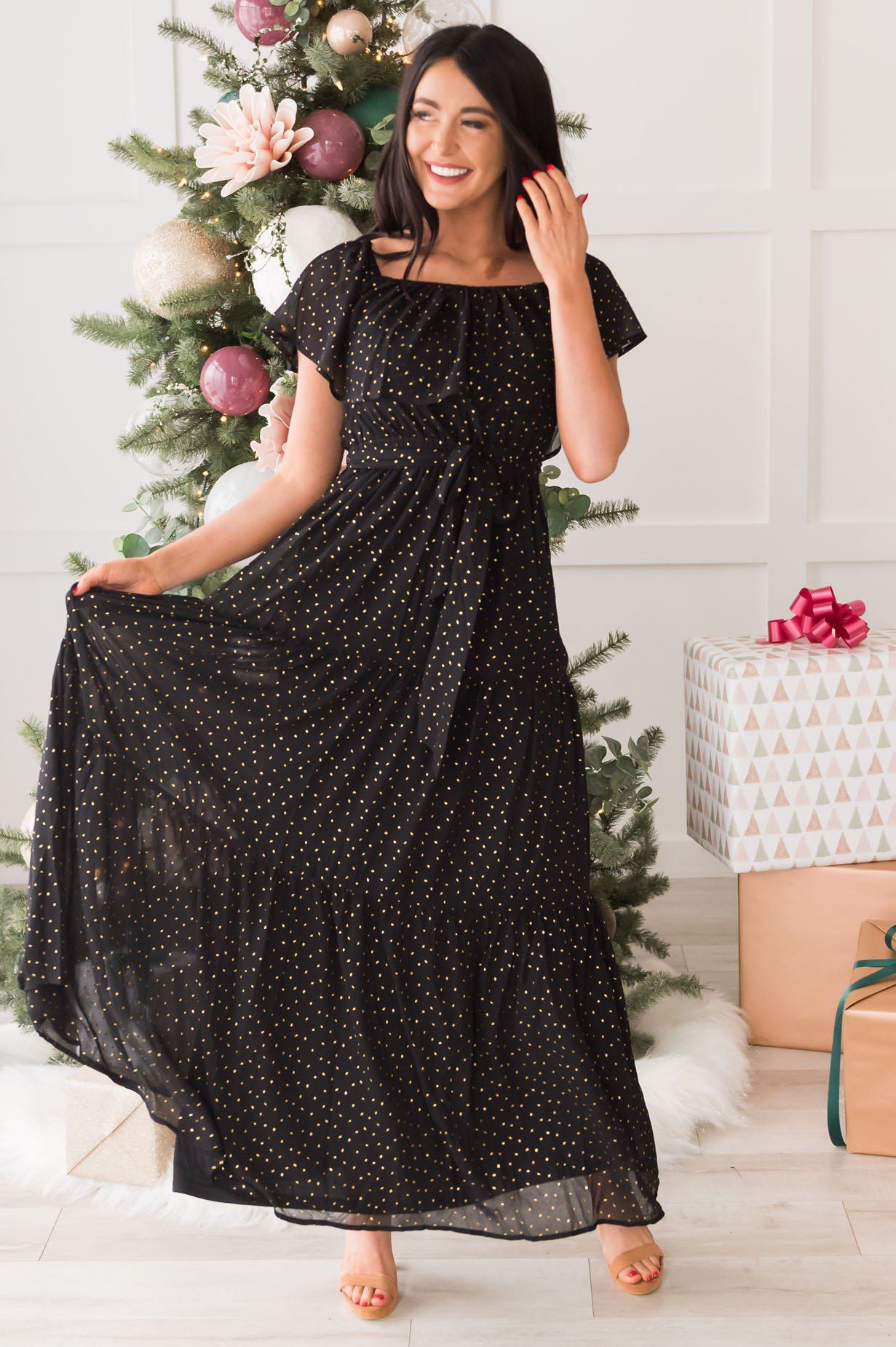 The Caroling Diamond Confetti Modest Maxi