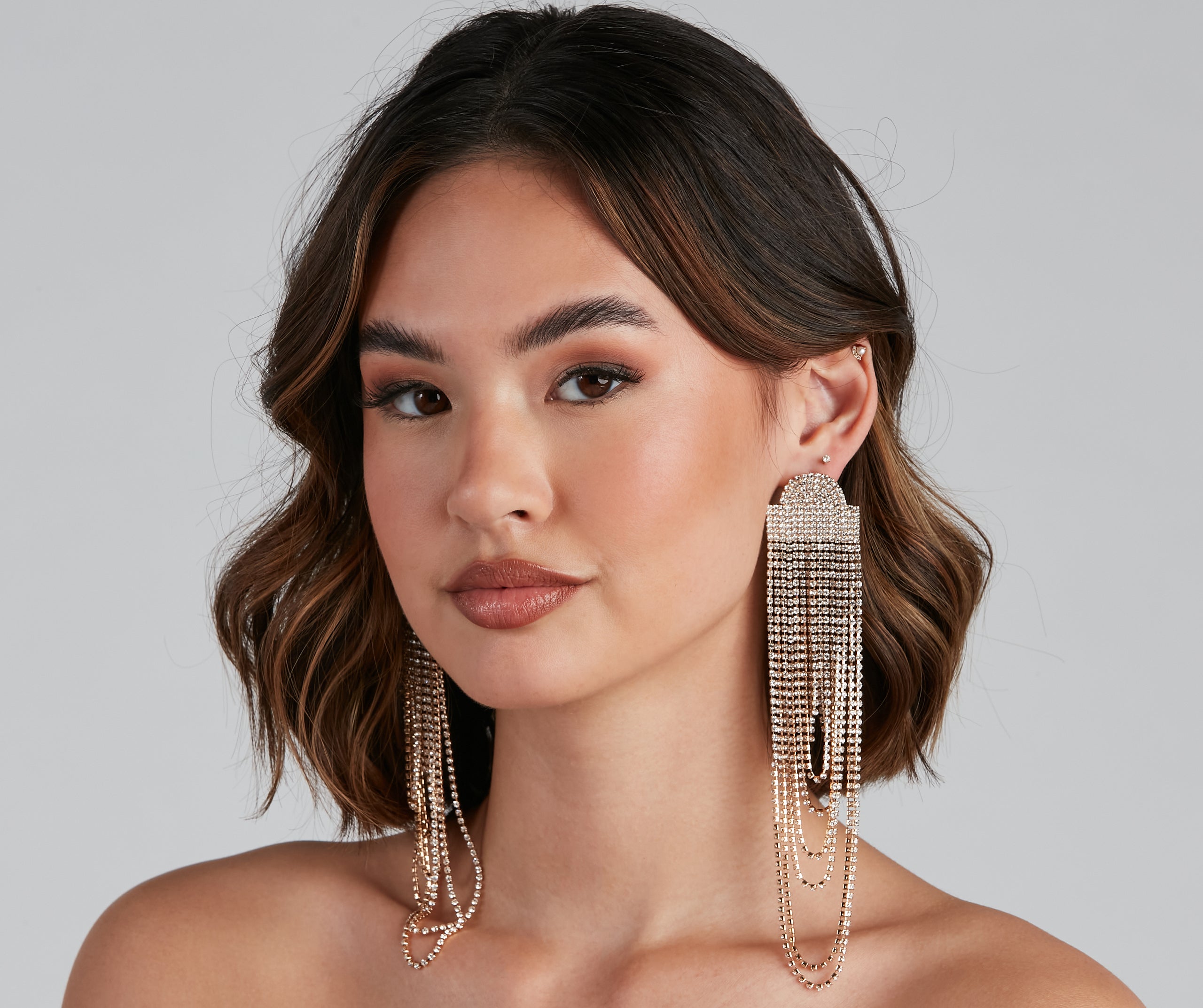 Dramatic Entrance Rhinestone Fringe Earrings