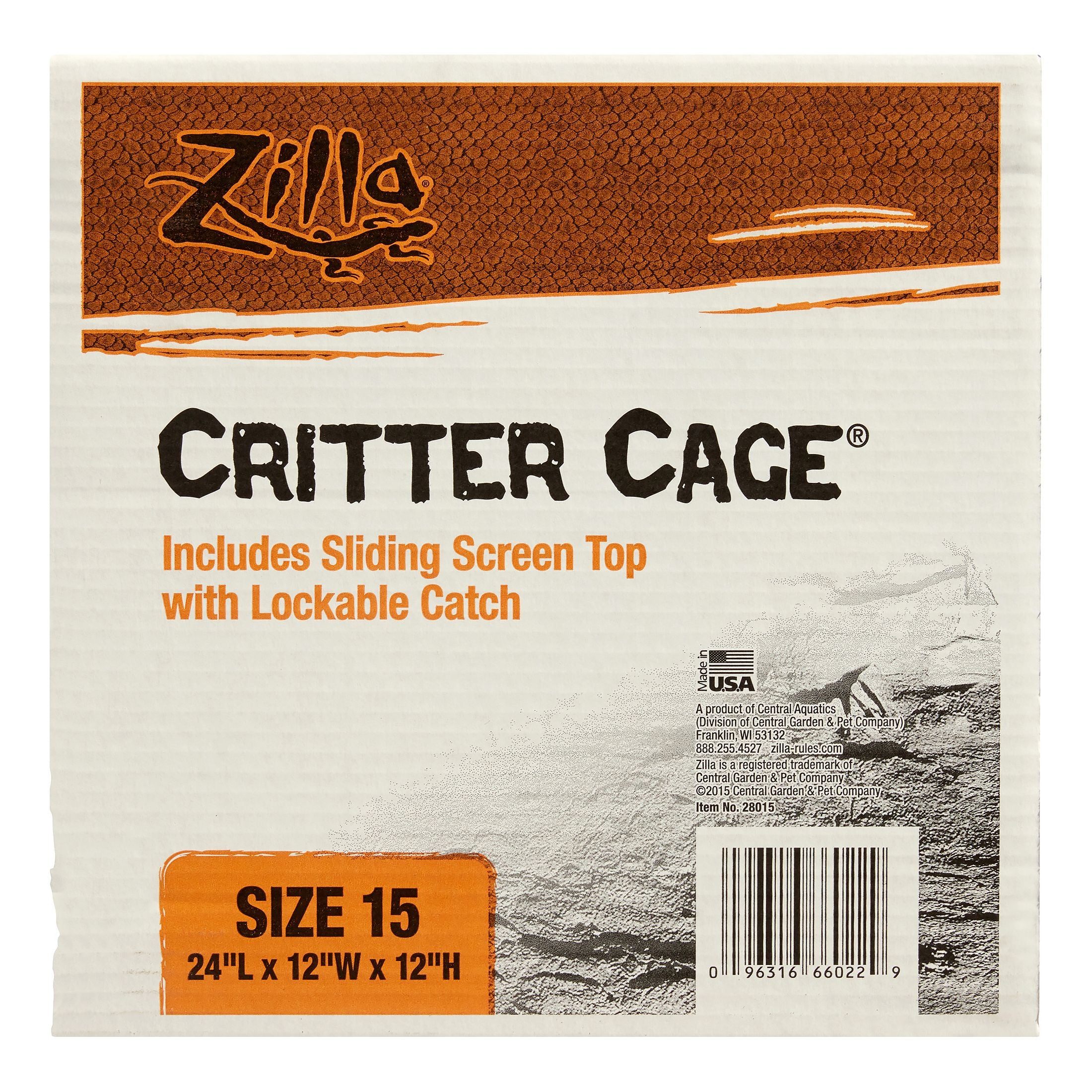 Zilla Black and Metal Critter Cage， X-Large， 15 Gal