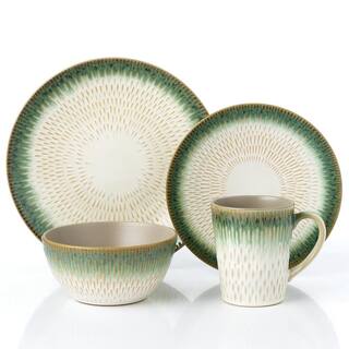 Lorren Home Trends 16-Piece Green Drop Stoneware Set (Service for 4) LH531