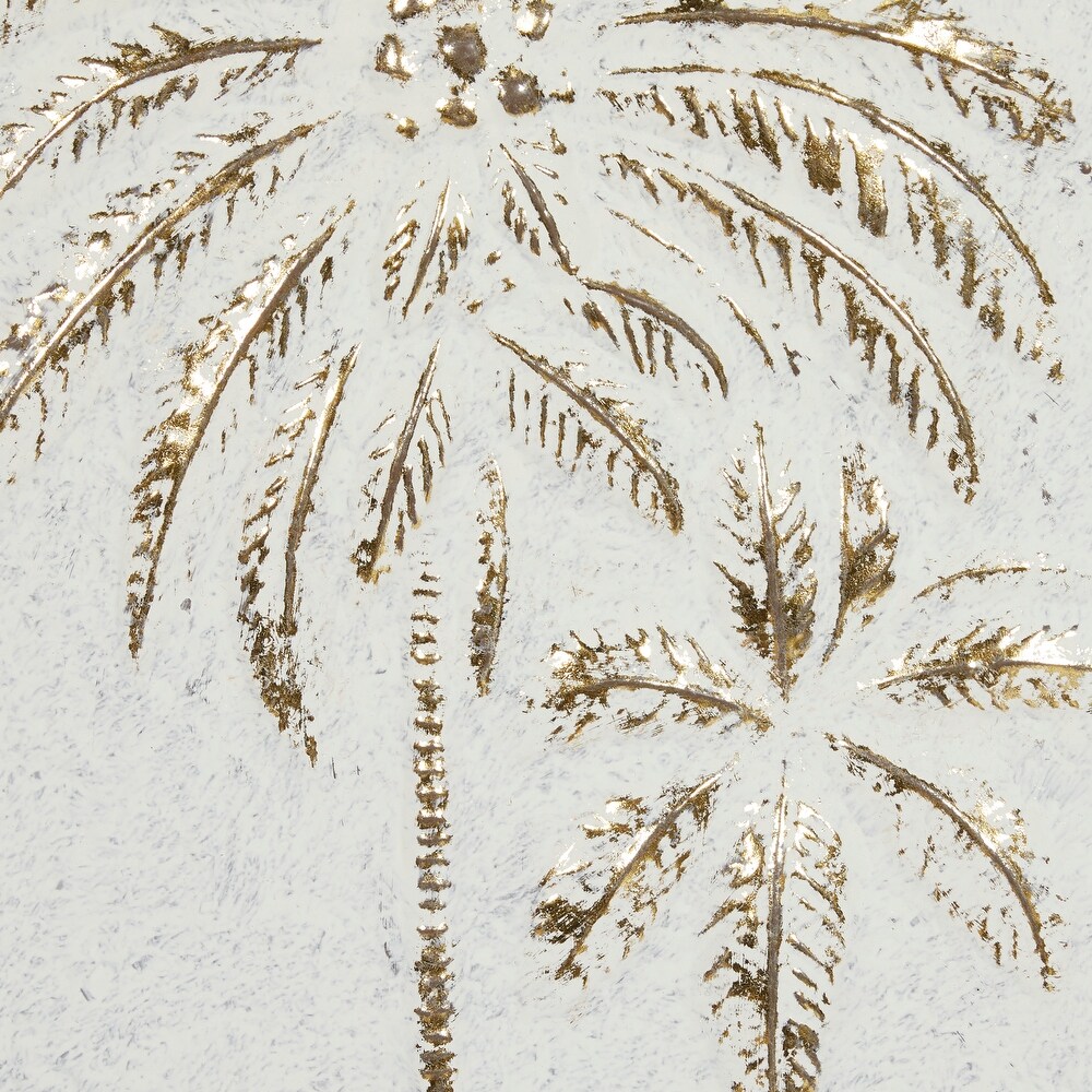 Gold Metal Relief Palm Tree Wall Decor with Gold Detailing