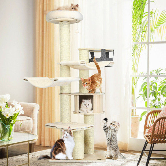 Costway 17450629 77.5 Inch Cat Tree Condo Multi Le...