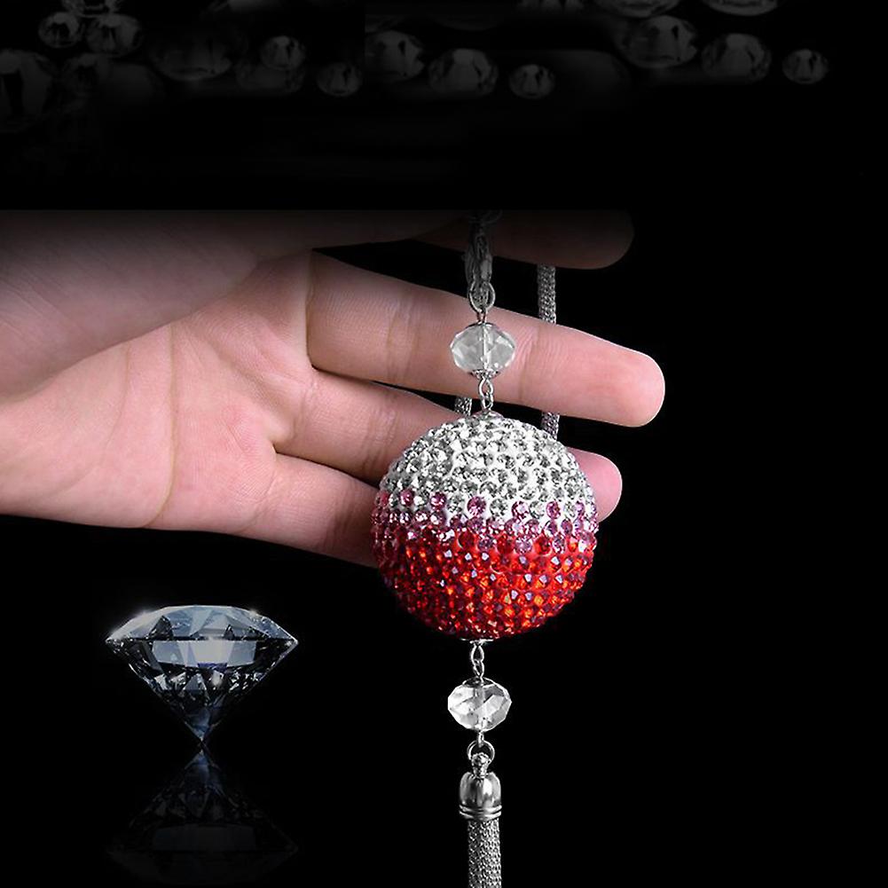 Car Diamond-encrusted Rearview Mirror Pendant Crystal Ball Decoration Bling Bling Creative Fashion Pendant For Car Home Office Pendant Decoration Whit