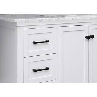 Home Decorators Collection Merryfield 43 in. W x 22 in. D x 35 in. H Bathroom Vanity in White with Carrara White Marble Top 19112-VS43-WT