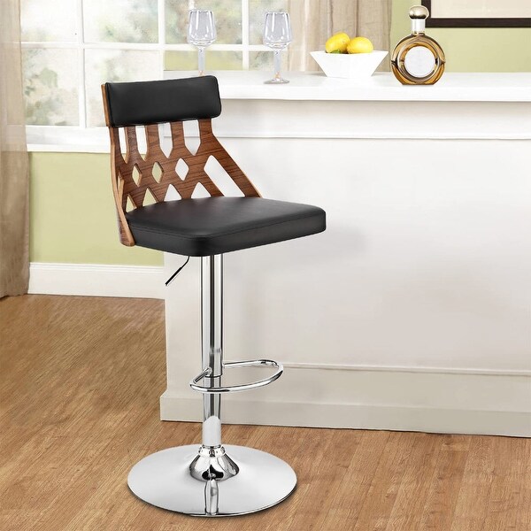 Swivel Barstool with Cut Out Back and Pedestal Base - 20 L X 19 W X 45 H Inches